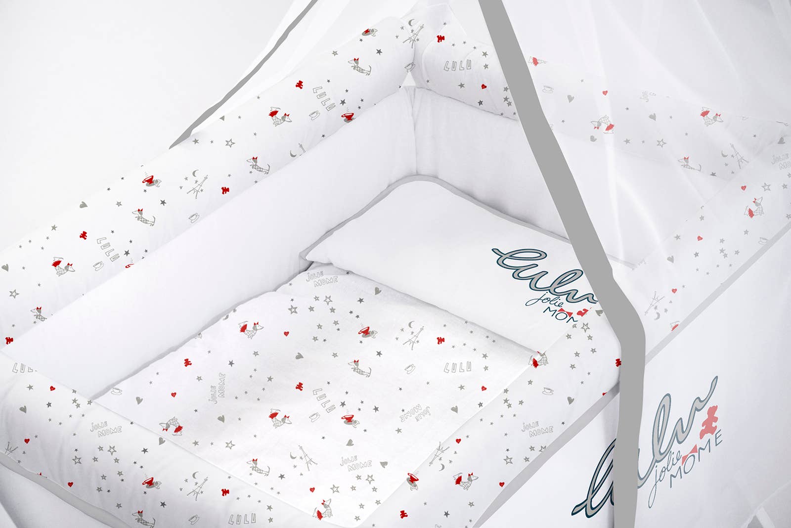 MINI-WIEGE + GRAUER JOLIE MOME STOFF UND SCHLEIER S&P NEWBORN, S.L. (Lulu)