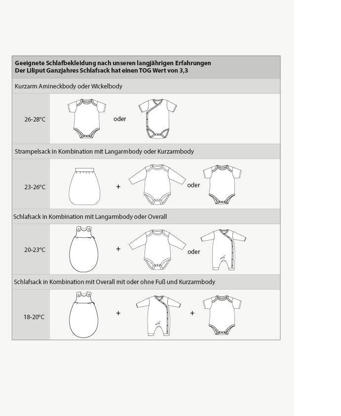Schlafsack mit grauen Streifen und niedlicher Stickerei Liliput