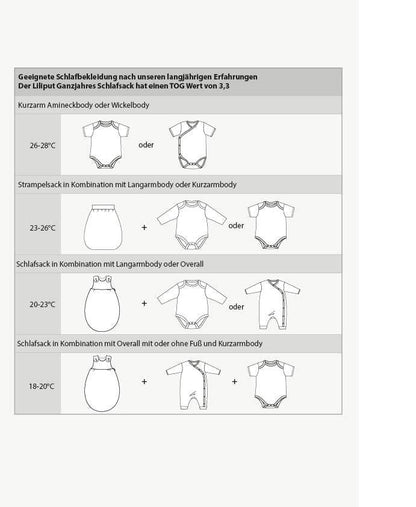 Schlafsack mit grauen Streifen und niedlicher Stickerei Liliput