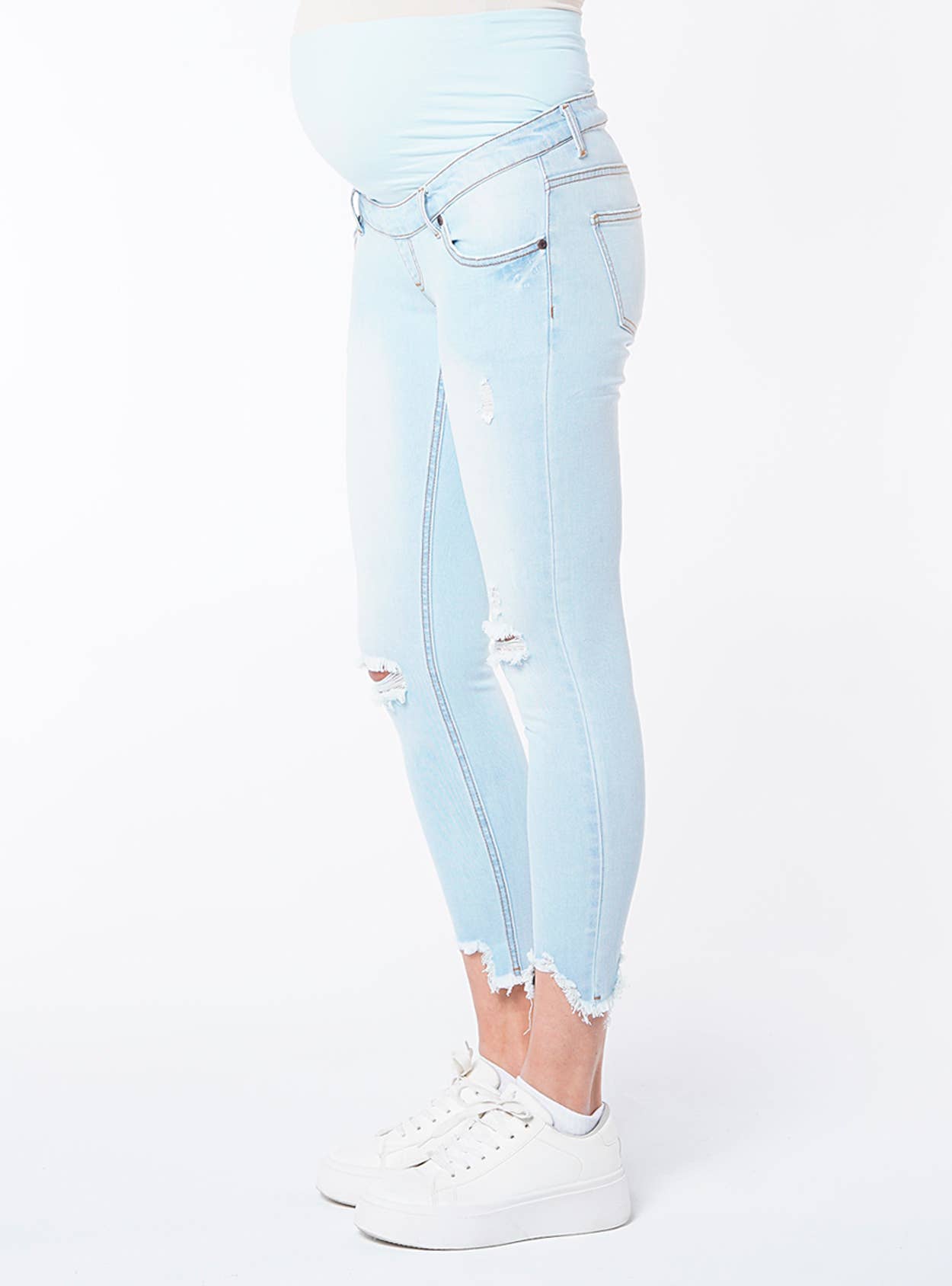 Schmale Mutterschaftsjeans mit zerrissenen und ungenähten Nähten Ohma Barcelona