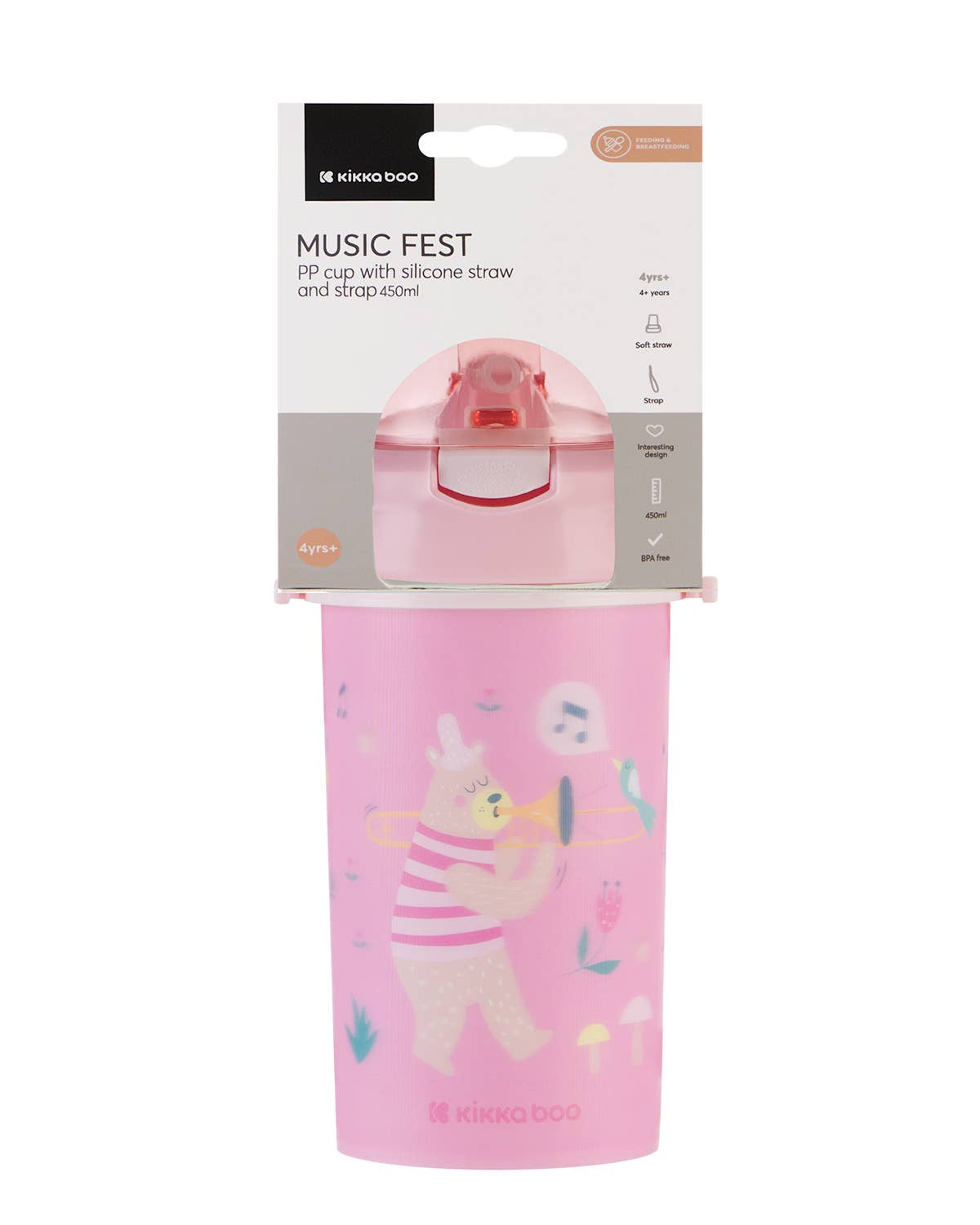 PP-Becher mit Silikonstrohhalm und Riemen 450 ml Musikfest Kika Group Ltd.