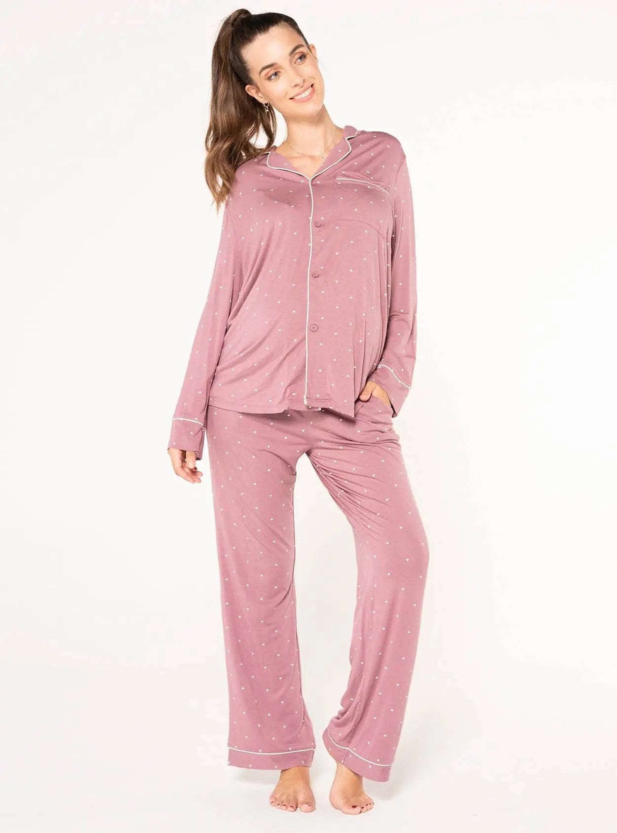 Lange Pyjamahose mit Herzen Ohma Barcelona