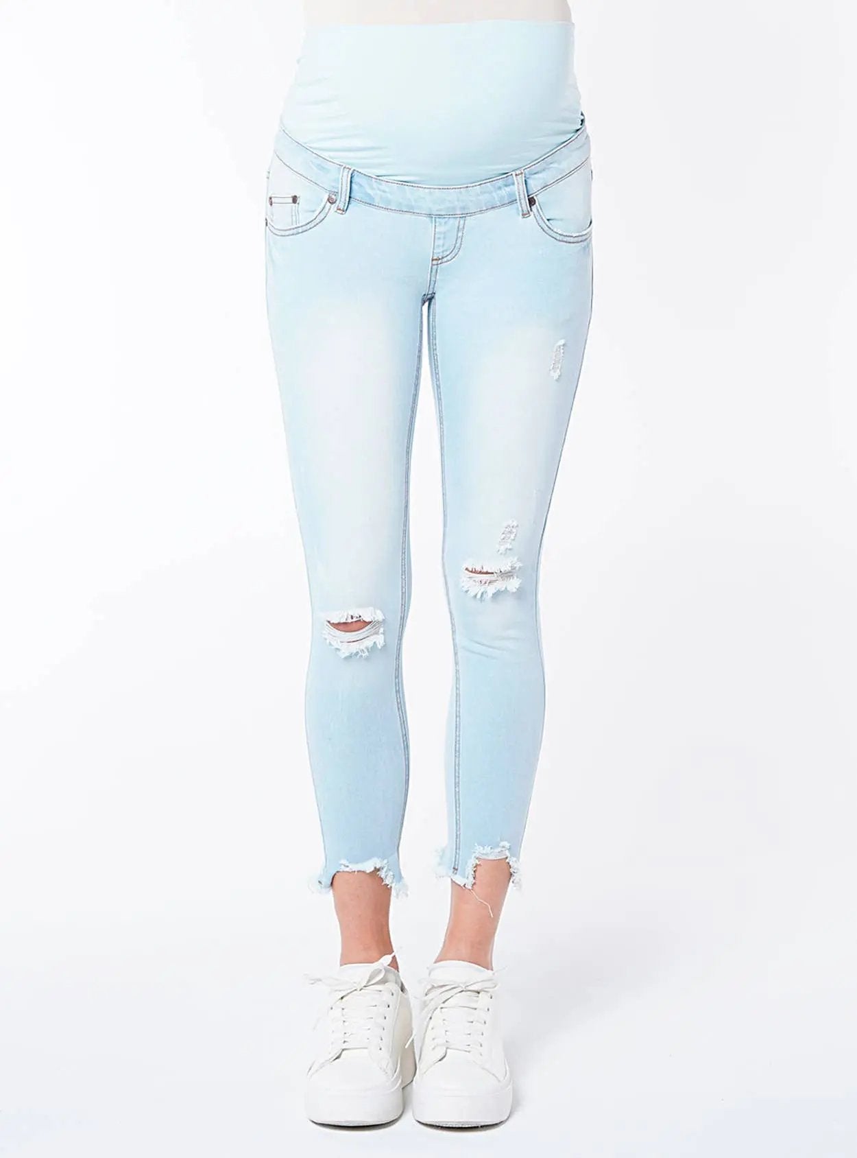 Schmale Mutterschaftsjeans mit zerrissenen und ungenähten Nähten Ohma Barcelona