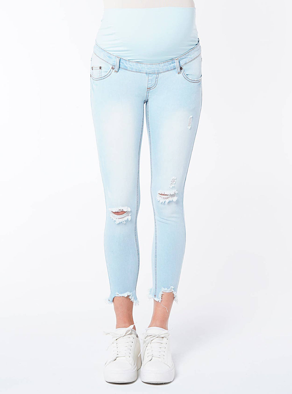 Schmale Mutterschaftsjeans mit zerrissenen und ungenähten Nähten Ohma Barcelona