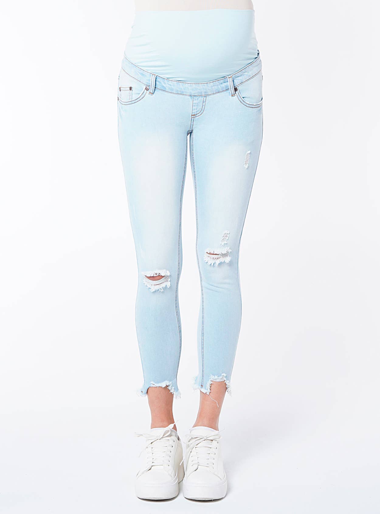 Schmale Mutterschaftsjeans mit zerrissenen und ungenähten Nähten Ohma Barcelona