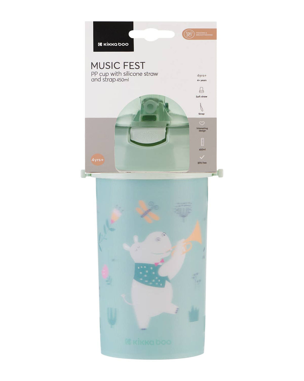 PP-Becher mit Silikonstrohhalm und Riemen 450 ml Musikfest Kika Group Ltd.