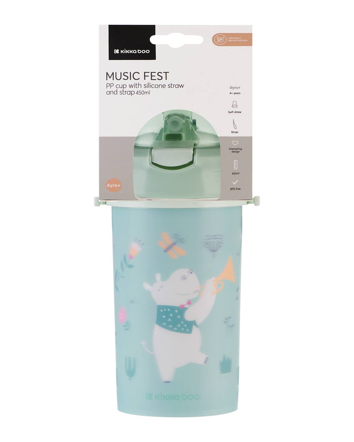PP-Becher mit Silikonstrohhalm und Riemen 450 ml Musikfest Kika Group Ltd.