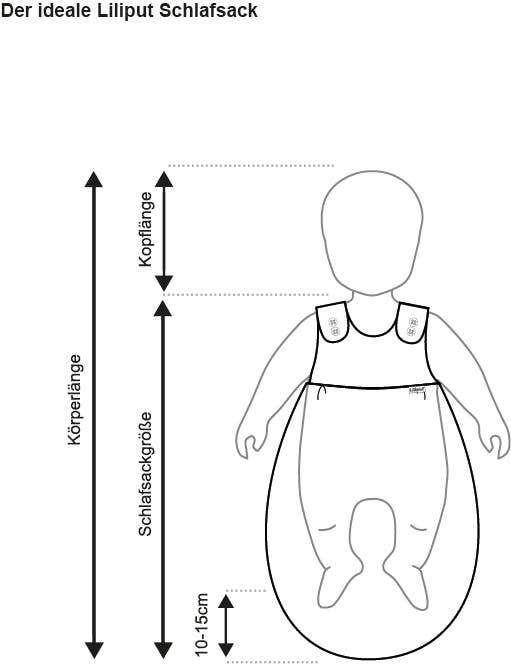 Schlafsack mit grauen Streifen und niedlicher Stickerei Liliput